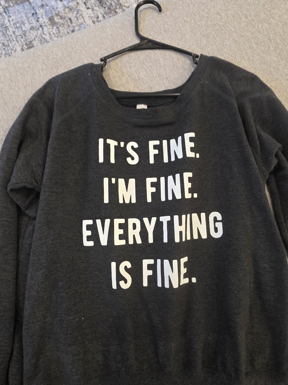 Black Graphic Sweatshirt "It's Fine"